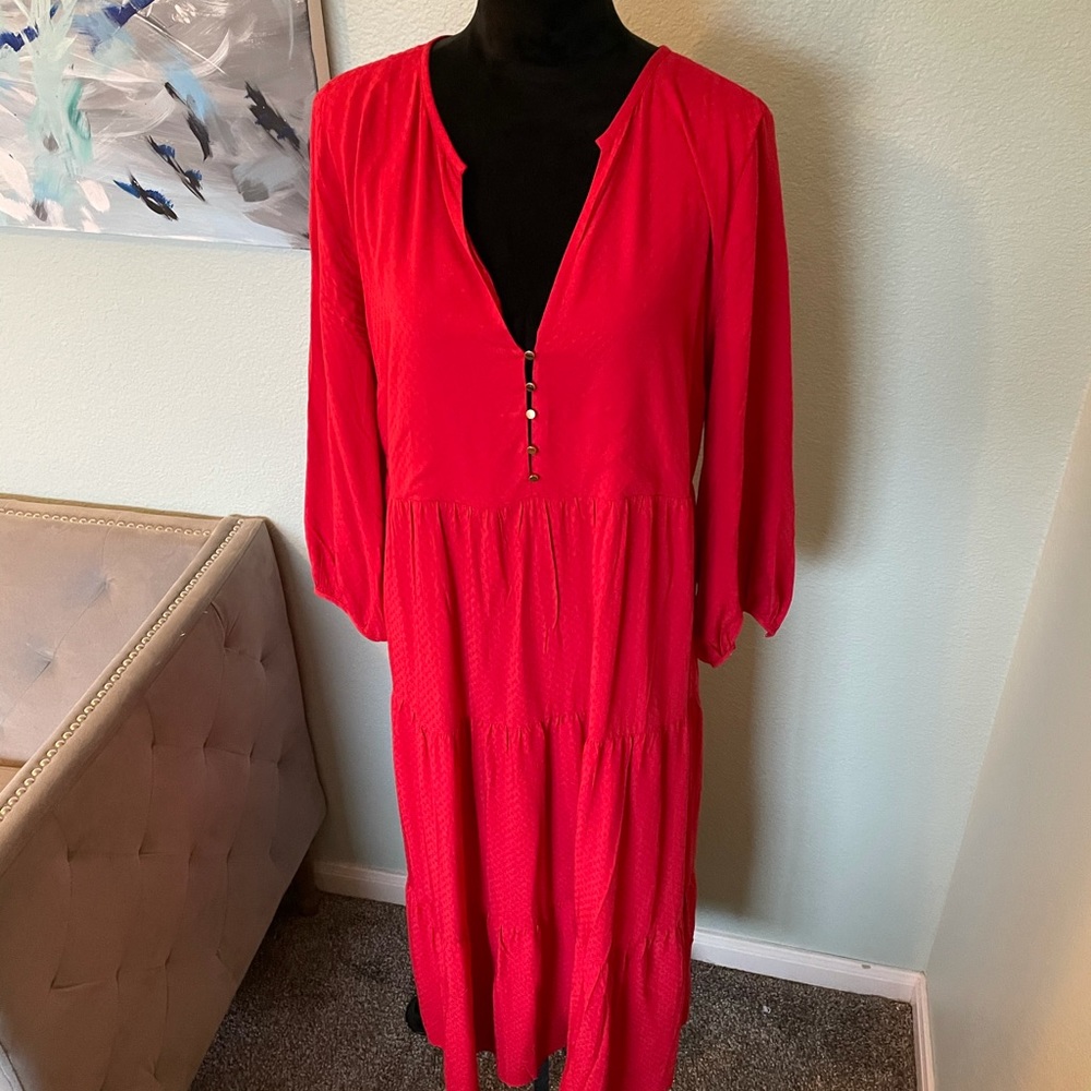 NWT LOFT Red Midi Dress
